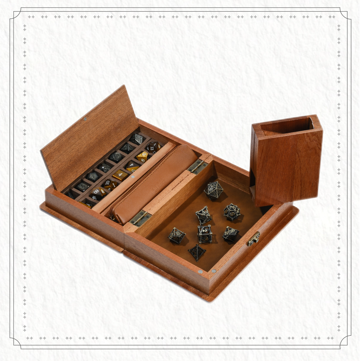 All-in-One Hardwood Book-Shaped Dice Tower